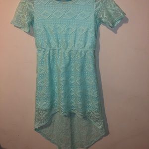 Teal high-low girls dress